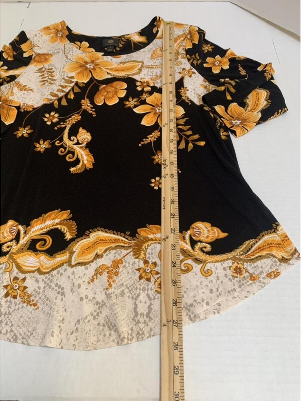 JM Collection Womans Size Medium Black and Gold Tunic Shirt Blouse Top - Picture 6 of 9